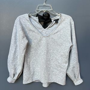 Halogen Gray Sweatshirt with Black Ribbon Bow, size small